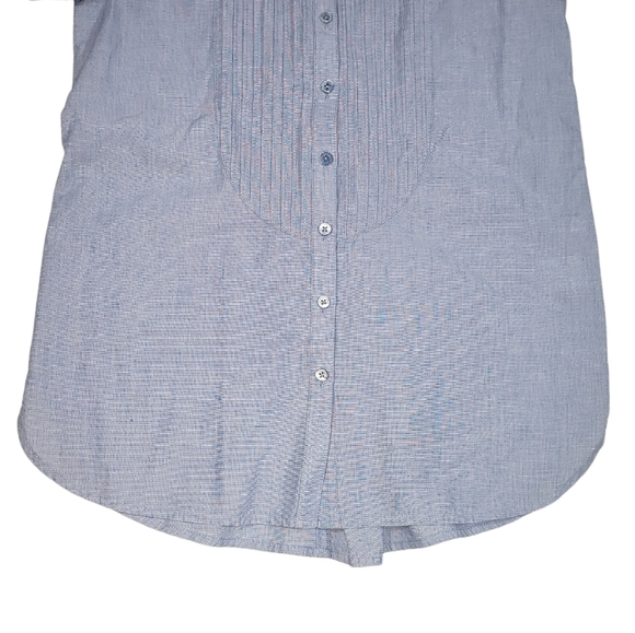 CAbi Blue Oxford Shirt Size Small Button Up Pintuck Pleated Tailored Career Work - Picture 5 of 13
